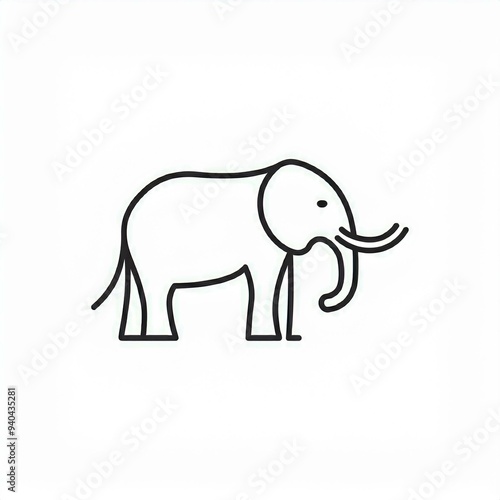 elephant illustration black icon isolated on white