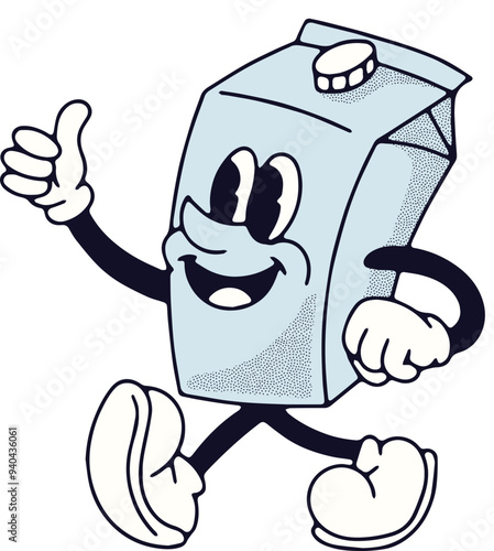 Retro Mascot Vector Illustration of a Box of Milk Character