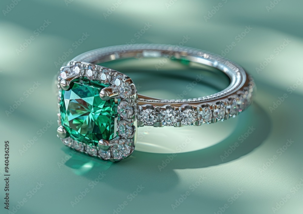Simple design green emerald and diamond engagement ring eternity wedding. Simple design green emerald and diamond engagement ring eternity wedding.
