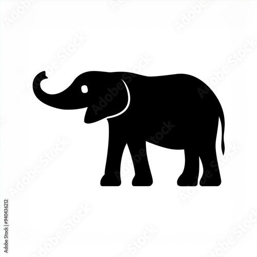 elephant illustration black icon isolated on white