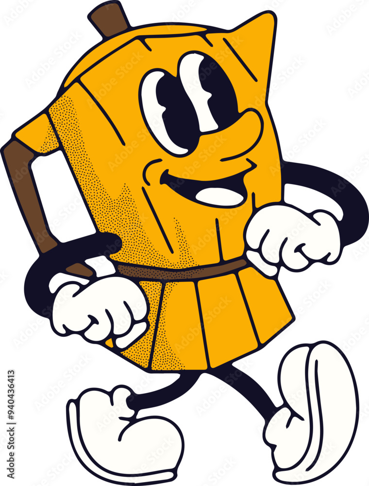 Obraz premium Retro Mascot Vector Illustration of a Moka Pot Character