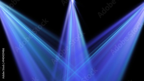 5 blue stage spotlight overlays on transparent backgrounds in seamless loops. photo