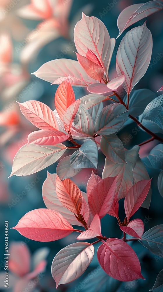 Vibrant tropical leaves in shades of green, white and pink captured in incredible details. Vibrant tropical leaves in shades of green, white and pink captured in incredible details.