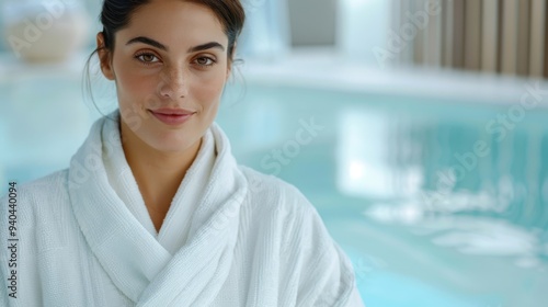 Confident woman with smooth skin, soft-focus modern bathroom, applying skincare products. Free Download Confident woman with smooth skin, soft-focus modern bathroom, applying skincare products. - GFXLoad