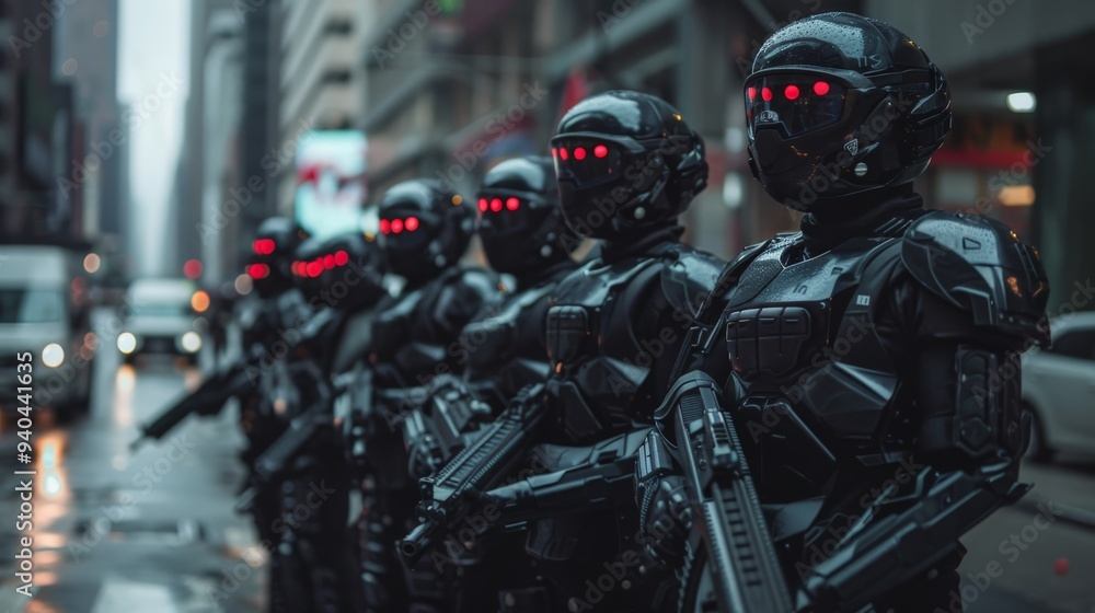 Revolutionary cyberpunk soldiers action shot. Revolutionary cyberpunk soldiers action shot.