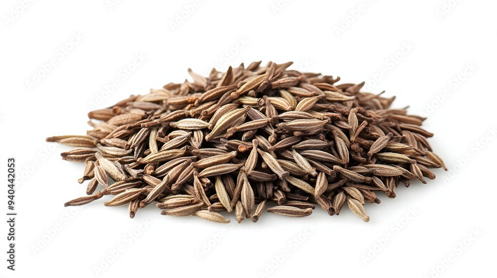 15. An arrangement of caraway seeds isolated on a white background 15. An arrangement of caraway seeds isolated on a white background