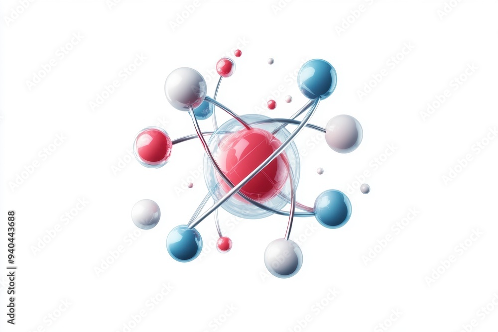 Obraz premium a neutron absorption process and atomic interactions, isolated on a white background.