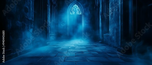 Haunting Gothic Castle Enveloped in Ghostly Mist and Ethereal Apparitions on Halloween Night Moody Atmospheric and Supernatural Concept for Fantasy Horror and Mystery Genres