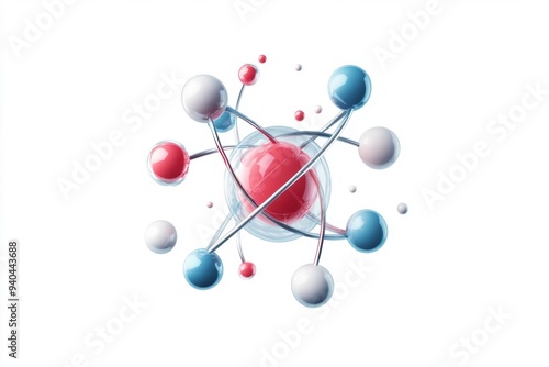 a neutron absorption process and atomic interactions, isolated on a white background.