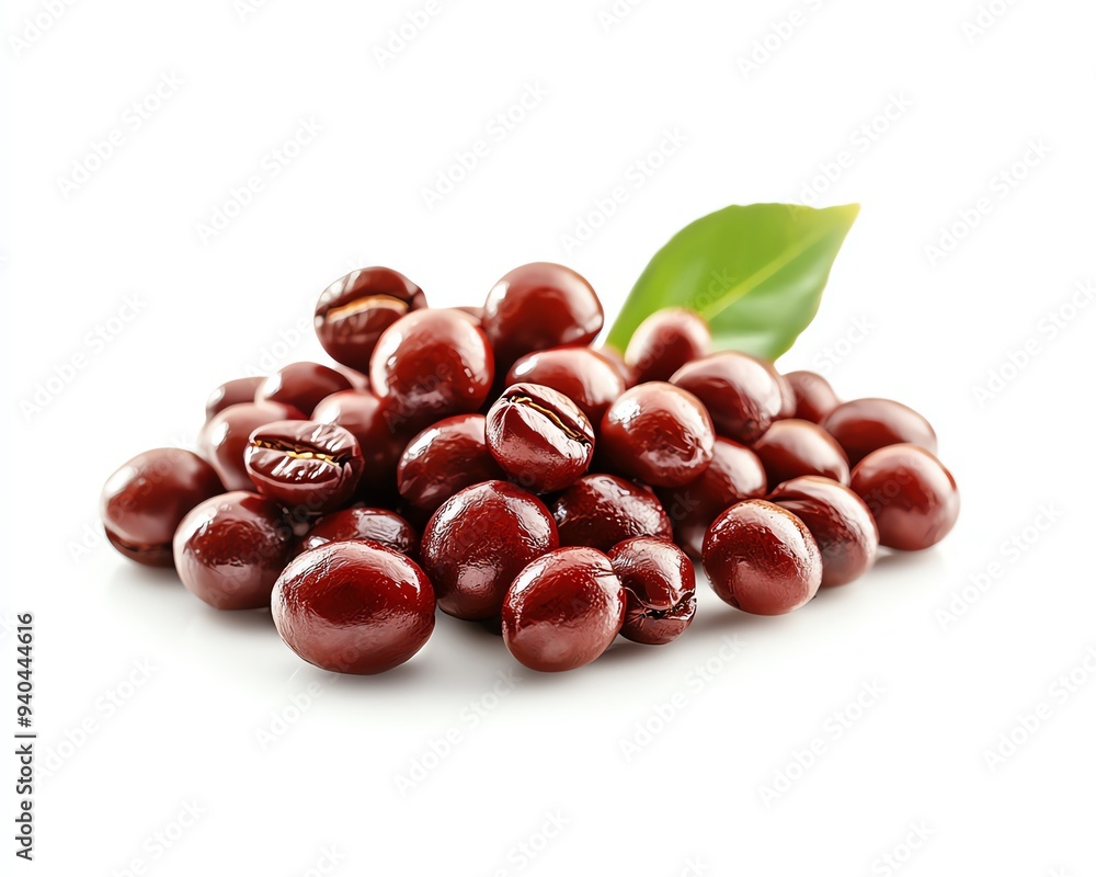 Fresh, vibrant coffee beans with green leaves, ideal for promoting coffee products, brewing methods, and culinary uses. Fresh, vibrant coffee beans with green leaves, ideal for promoting coffee products, brewing methods, and culinary uses.