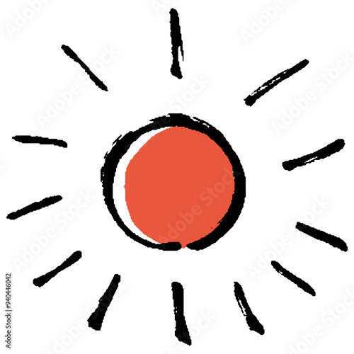 筆タッチの太陽のイラスト