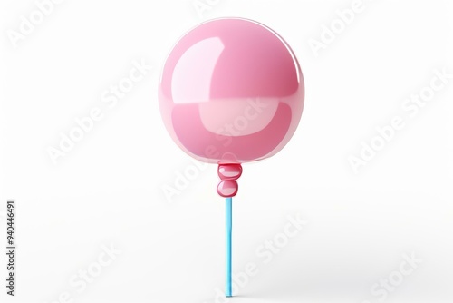 Pink Candy Lollipop on White Background