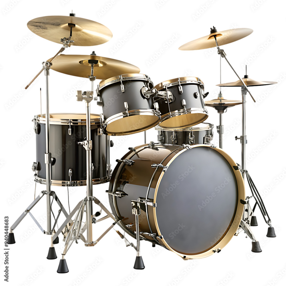High-Resolution PNG Image of a Drum Kit Isolated on a White Background for Digital and Graphic Applications High-Resolution PNG Image of a Drum Kit Isolated on a White Background for Digital and Graphic Applications