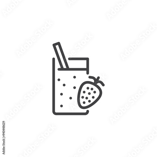 Strawberry smoothie line icon