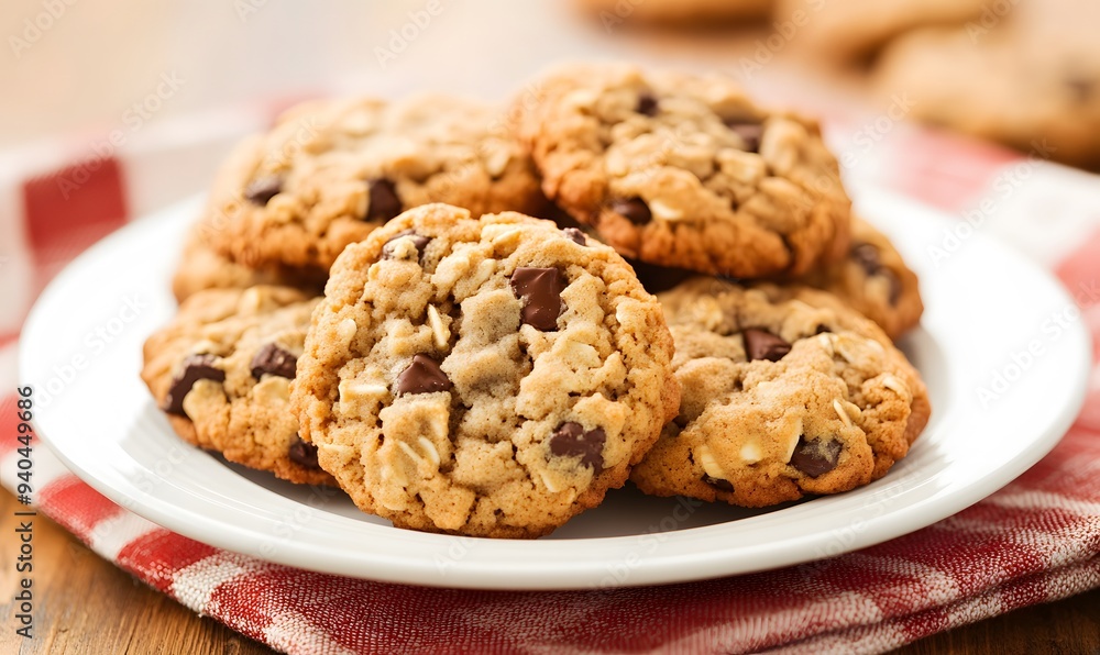 batch of homemade oatmeal cookies exudes warmth and comfort, Generative AI batch of homemade oatmeal cookies exudes warmth and comfort, Generative AI