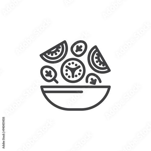 Bowl of salad line icon