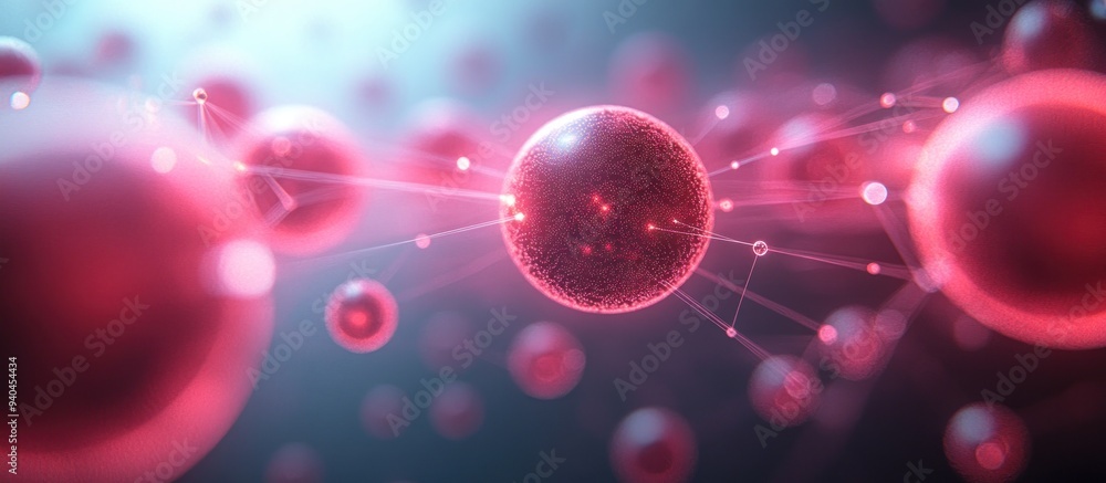 Abstract Connection of Red Spheres Abstract Connection of Red Spheres