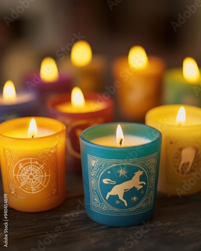 Zodiacthemed candles Showcase a set of candles photo