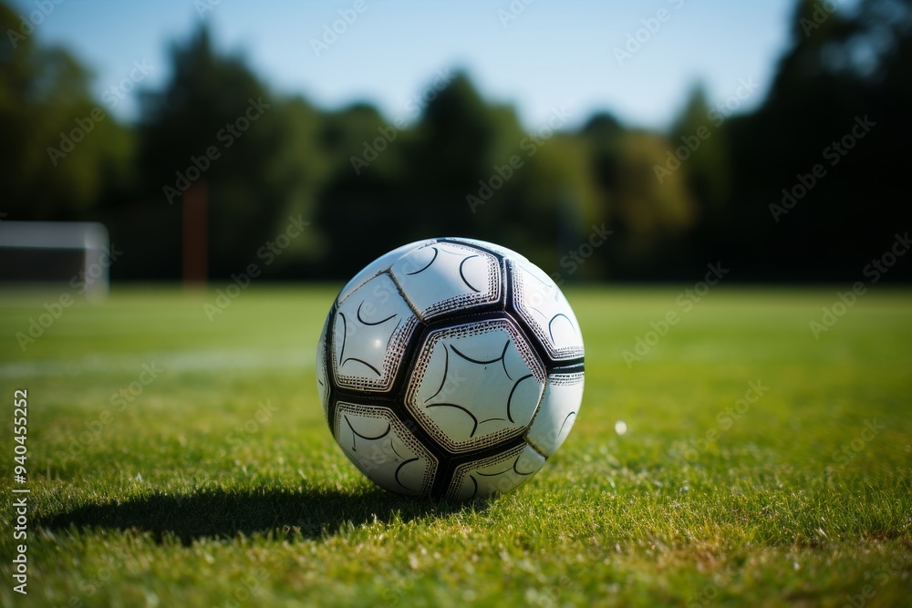 Obraz premium Soccer Ball on Green Grass Field