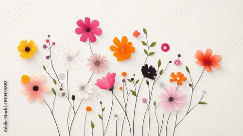 Artistic illustration of a bouquet of wildflowers with various shapes and sizes, offering a colorful and playful coloring experience.