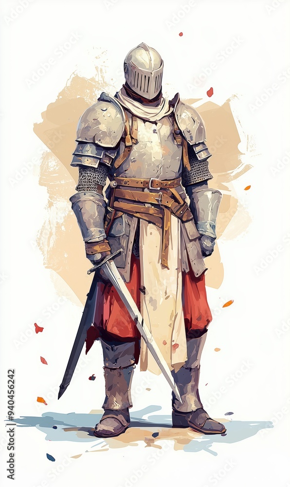 Warrior in Poised Stance with Dramatic Shadows and Highlights Evoking Tension Warrior in Poised Stance with Dramatic Shadows and Highlights Evoking Tension