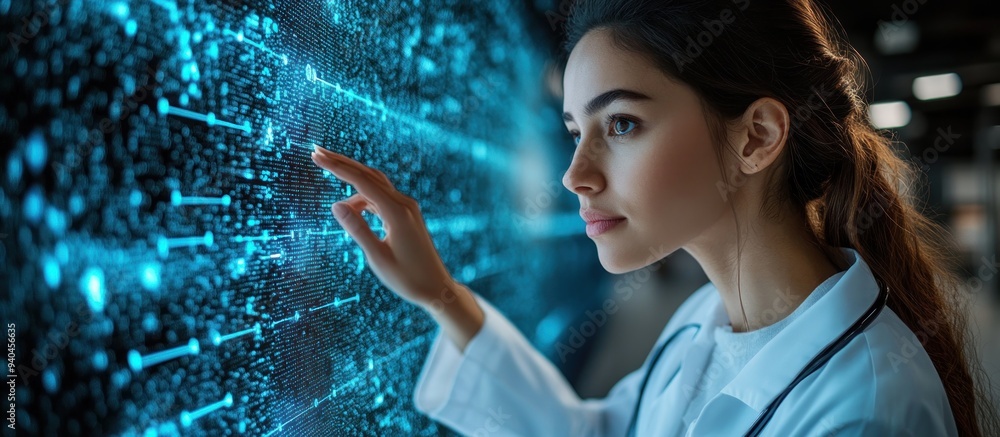 Woman Exploring Digital Data Woman Exploring Digital Data
