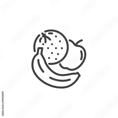 Assortment of fruits line icon