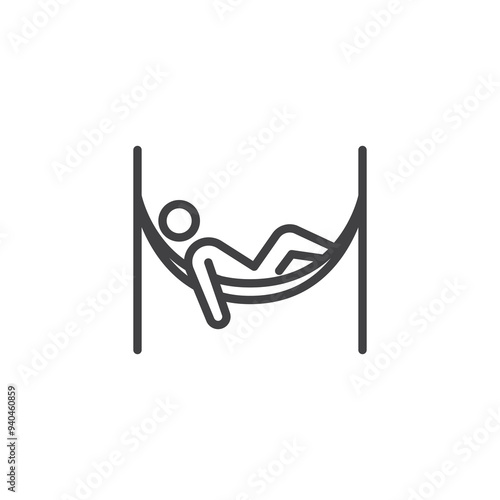 Person lounging in a hammock line icon