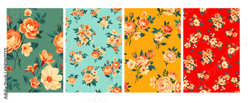 Seamless pattern with vintage roses for summer dress fabrics
