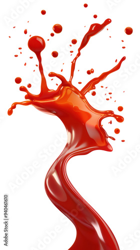 a splash of ketchup on a curve shape bold lines stunning isolate on transparency background