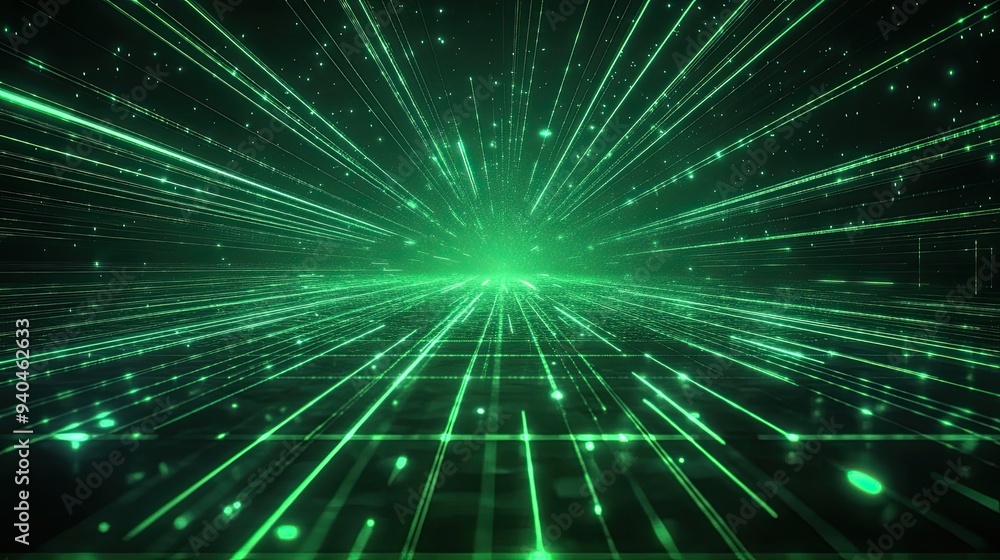 Abstract Green Lines and Lights Abstract Green Lines and Lights