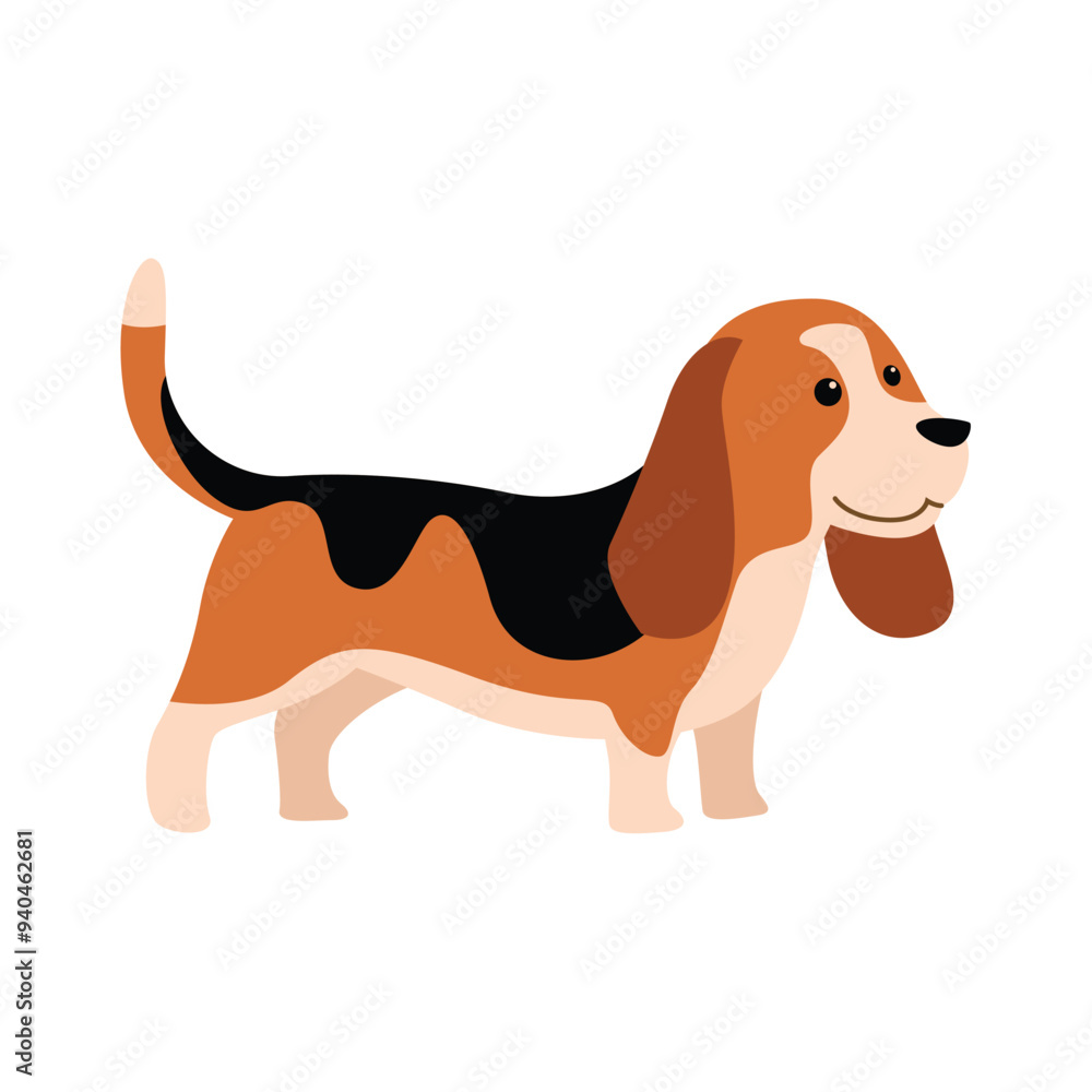 Charming Basset Hound Dog Vector Illustration Charming Basset Hound Dog Vector Illustration
