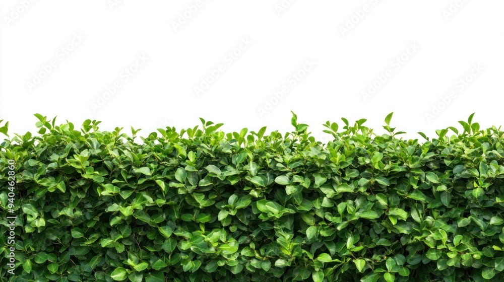 Lush Green Foliage Border Against White Background Lush Green Foliage Border Against White Background