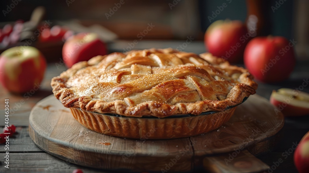 A delicious-looking freshly baked apple pie, A delicious-looking freshly baked apple pie,