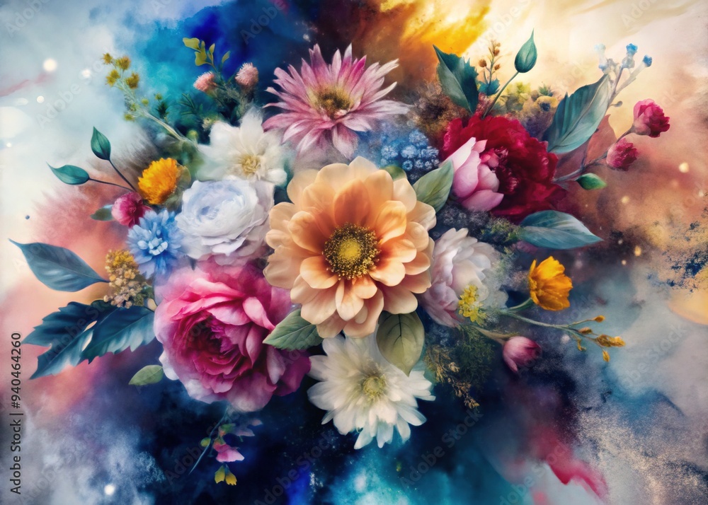 custom made wallpaper toronto digitalSoftly swirling petals unfurl in dreamy watercolor hues, as abstract brushstrokes dance across the canvas, creating a lush, ethereal landscape.
