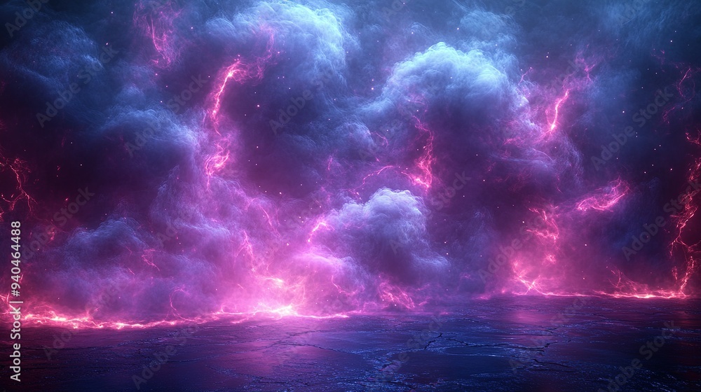 Abstract Cosmic Landscape with Purple and Blue Nebulae Abstract Cosmic Landscape with Purple and Blue Nebulae