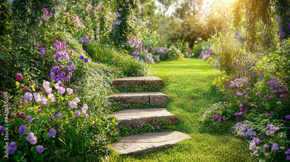 ascending a sunlit staircase, symbolizing spiritual growth and divine guidance, with rays of light representing enlightenment and hope