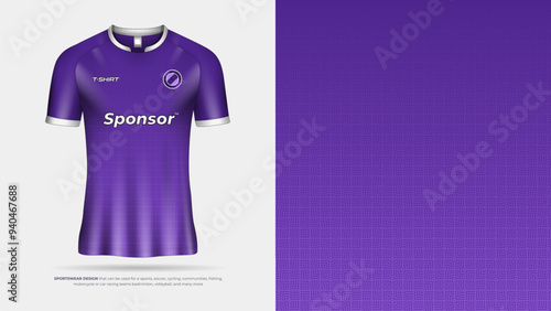 Purple tshirt jersey sportwear design for football, badminton, volleyball, e-sports, cycling, communities, fishing, motorcycle racing team