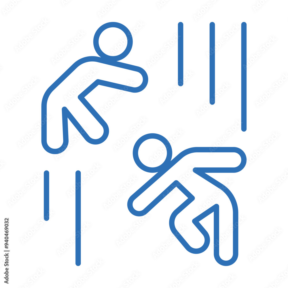 落ちる人々のアイコンのイラスト。編集可能な線ベクターデータ