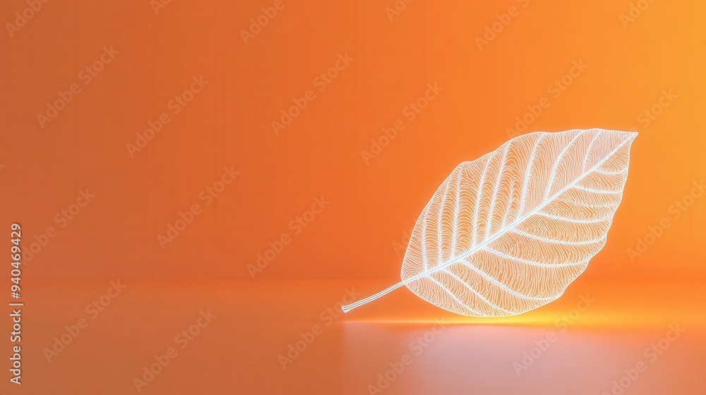 A 3D glowing leaf falling gently, with light trailing behind it, 3D glow, leaf, nature A 3D glowing leaf falling gently, with light trailing behind it, 3D glow, leaf, nature