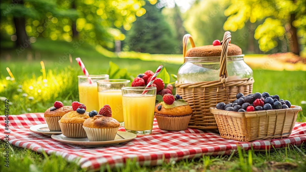 Picnic in the park with homemade muffins, lemonade and berries , picnic, park, homemade, muffins, lemonade, berries Picnic in the park with homemade muffins, lemonade and berries , picnic, park, homemade, muffins, lemonade, berries