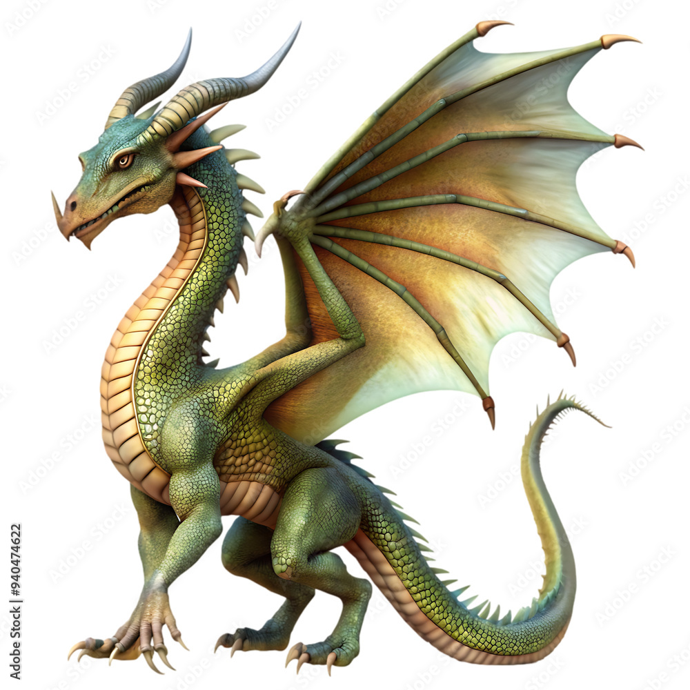 Fototapeta premium Fairytale dragon isolated on transparent background