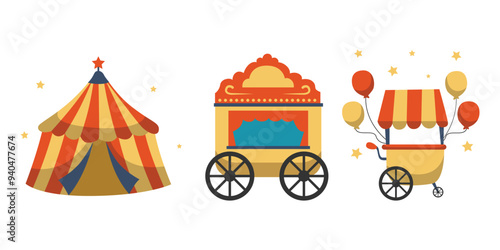 Colorful Circus Items Collection for Entertainment Design
