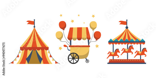 Colorful Circus Items Collection for Entertainment Design