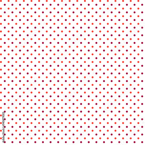  Cute delicate geometric seamless pattern Simple rustical style Small red and dark purple brown polka dots White background