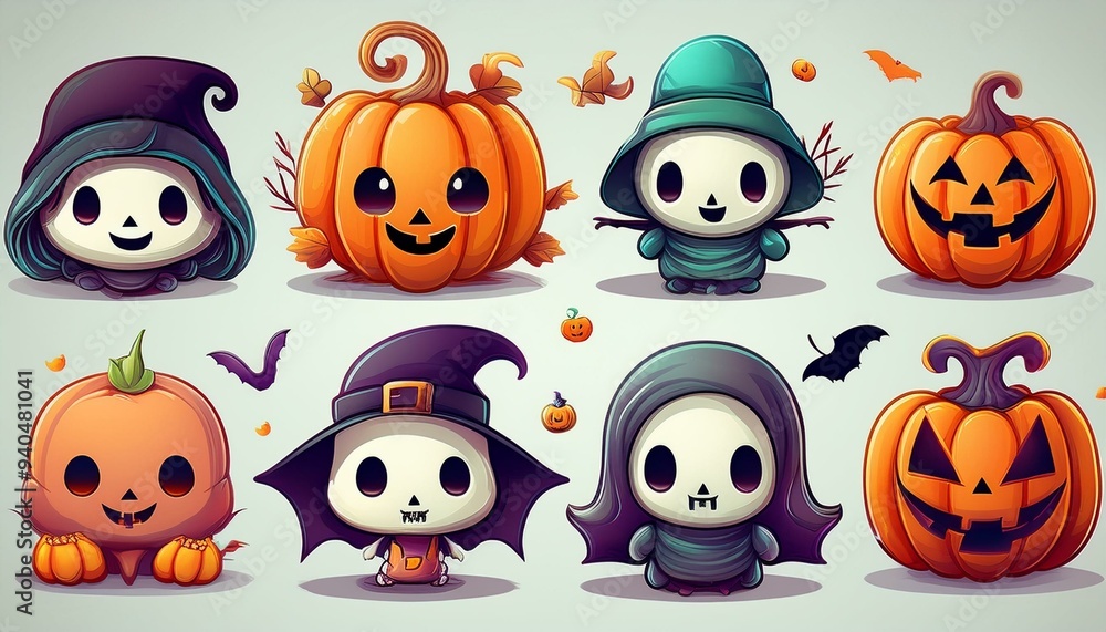 キュートでフレンドリーなハロウィンキャラクターcute and friendly halloween characters キュートでフレンドリーなハロウィンキャラクターcute and friendly halloween characters