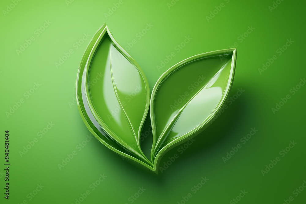 3D Logo of Organic Products Featuring a Leaf Symbol Isolated for Eco-Friendly Branding 3D Logo of Organic Products Featuring a Leaf Symbol Isolated for Eco-Friendly Branding