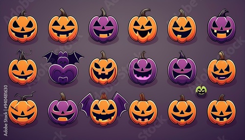 クラシックなハロウィンアイコンセットclassic halloween icon set