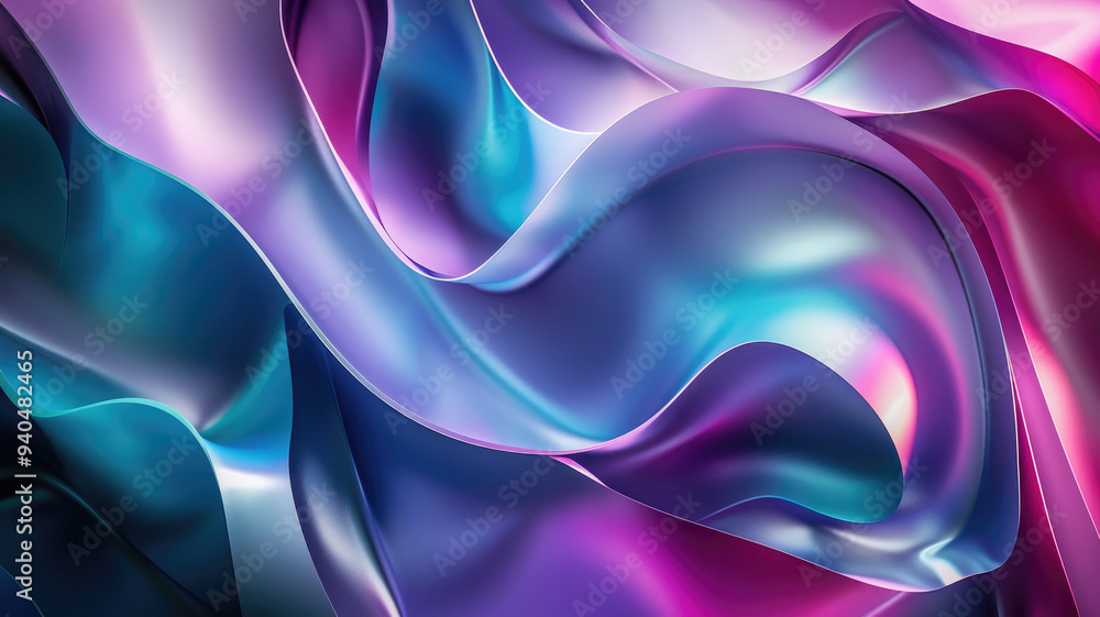 Obraz premium Abstract fluid organic waves with vibrant turquoise indigo and fuchsia