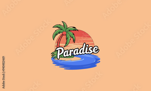 palm on island vector illustration flat design